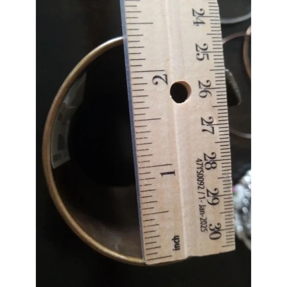 Vintage wide pure brass mixed metal cuff bracelet